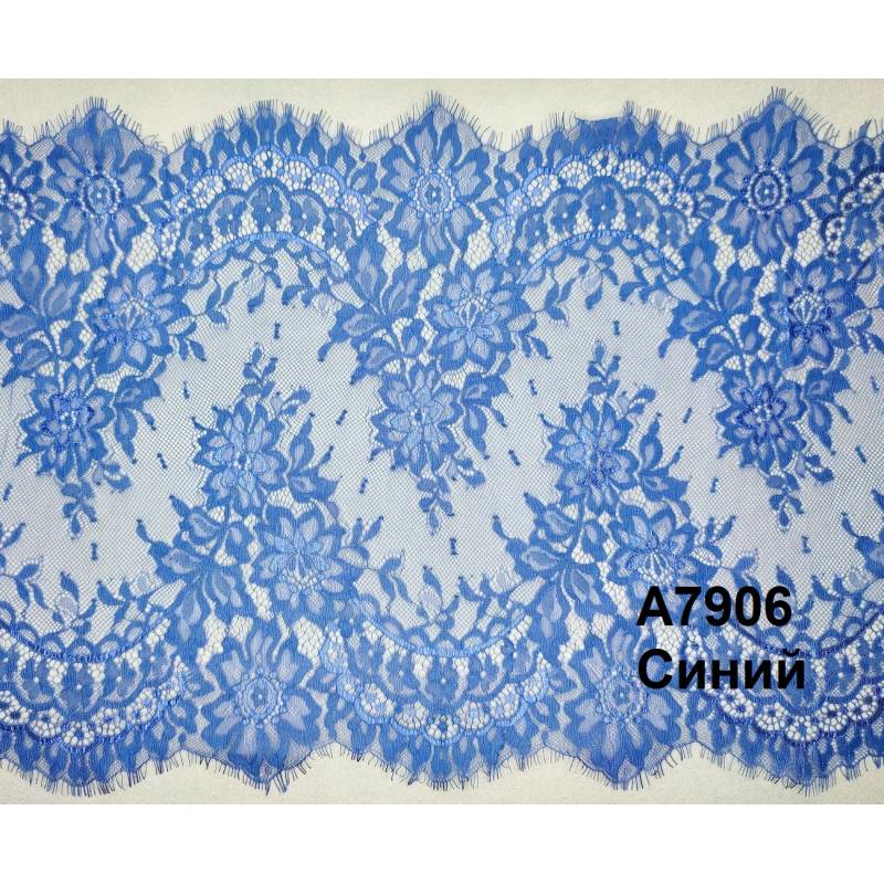 Кружево "реснички" арт.А7906 шир.40см цв.синий уп.30м (по 3м)