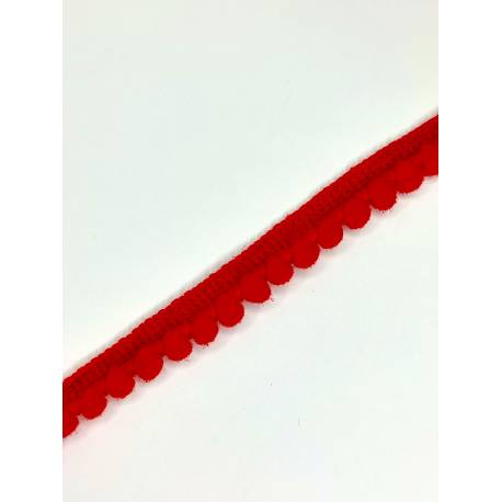 Тесьма с помпонами арт.T-PP 92 шир.12мм цв.красный уп.50 ярдов (45,7м)