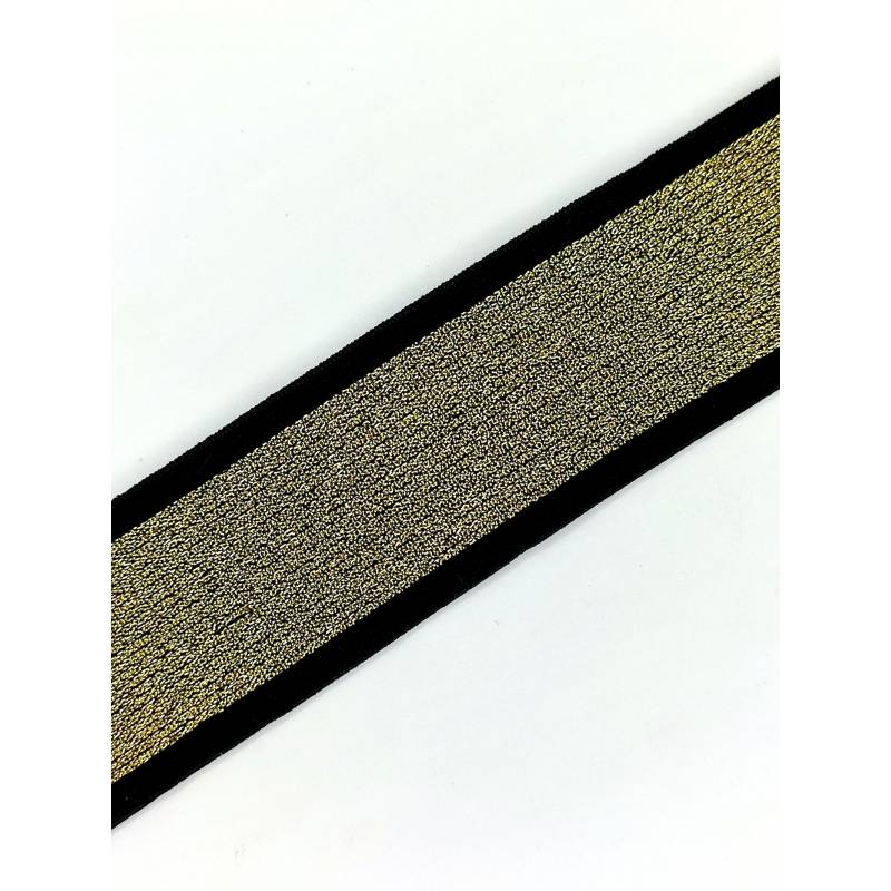 Резинка декоративная мягкая арт.R-DECOR-1 шир.4см цв.черный/золото уп.50 ярдов (